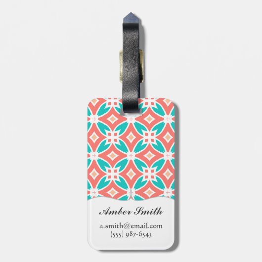 Étiquette À Bagage Motif ethnique multicolore (Dos Vertical)