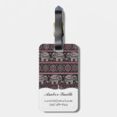 Étiquette À Bagage Motif ethnique noir d'éléphant (Dos Vertical)