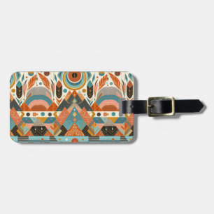 Étiquette À Bagage Motif ethnique tribal africain Terre Multicolores