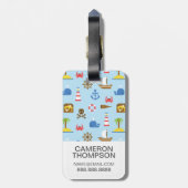 Étiquette À Bagage Motif fait sur commande d'art de mer de pixel de (Dos Vertical)