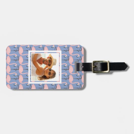 Étiquette À Bagage Motif fait sur commande de Flamant rose d'offre de (Devant horizontal)