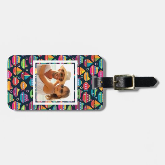 Étiquette À Bagage Motif fait sur commande de transport d'océan de (Devant horizontal)