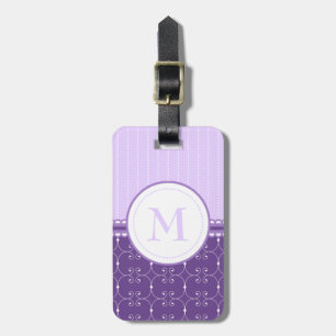Étiquette À Bagage Motif fait sur commande pourpre de monogramme de