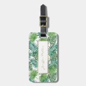 Étiquette À Bagage Motif Feuille de la forêt tropicale.         (Devant Vertical)