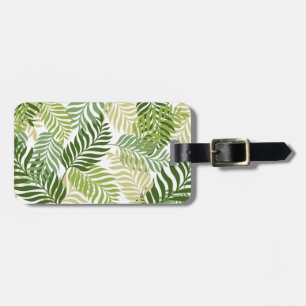 Étiquette À Bagage Motif Feuille de la foune botanique sur blanc