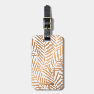 Étiquette À Bagage Motif feuille de palmier d'or