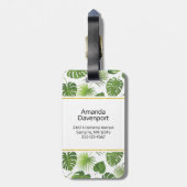 Étiquette À Bagage Motif Feuille élégant Green Tropical (Dos Vertical)