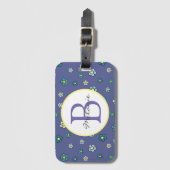 Étiquette À Bagage Motif Fleur Bleu Cute Personnalisé (Devant Vertical)