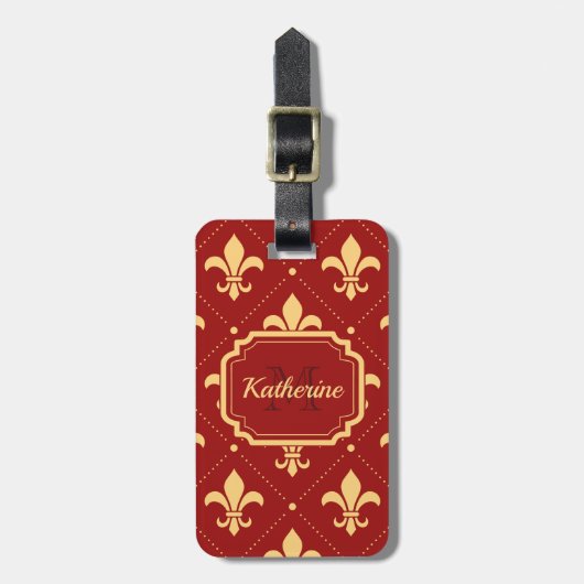 Étiquette À Bagage Motif Fleur-de-lis (Devant Vertical)