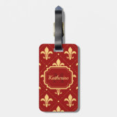 Étiquette À Bagage Motif Fleur-de-lis (Dos Vertical)