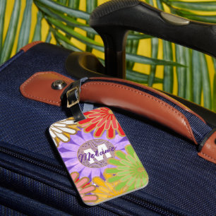 Étiquette À Bagage Motif Fleur Hippy Personnalisé Couleurs Vives