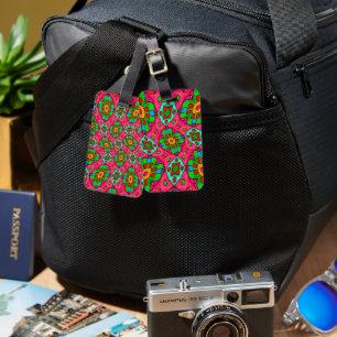 Étiquette À Bagage Motif Fleurs Abstraites uniques