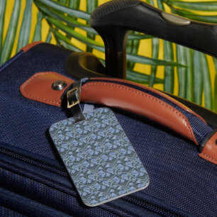 Étiquette À Bagage Motif floral à l'aquarelle bleu élégant