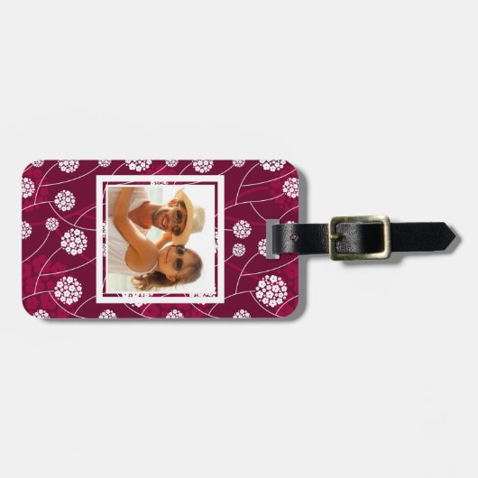 Étiquette À Bagage Motif floral Abstrait Photo personnalisée (Devant horizontal)