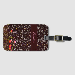 Étiquette À Bagage Motif floral avec prairie fleurie sur le bord