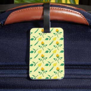 Étiquette À Bagage Motif floral avec rose jaune et fleurs de tulipe