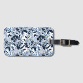 Étiquette À Bagage Motif floral bleu marine Pastel (Devant Horizontal)