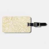 Étiquette À Bagage Motif floral de feuille d'or (Devant horizontal)
