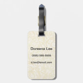 Étiquette À Bagage Motif floral de feuille d'or (Dos Vertical)