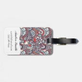 Étiquette À Bagage Motif floral de griffonnage de Paisley (Dos horizontal)