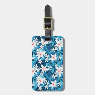 Étiquette À Bagage Motif floral de ketmie tropicale