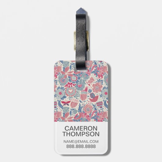 Étiquette À Bagage Motif floral de photo faite sur commande avec (Dos Vertical)