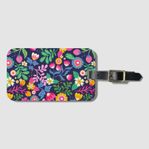 Étiquette À Bagage Motif floral exotique peint à la main