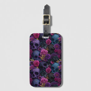 Étiquette À Bagage Motif floral gothique sombre de crâne sans couture