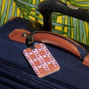 Étiquette À Bagage motif floral grande fleur avec nom personnalisé