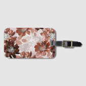 Étiquette À Bagage Motif floral gris-marron. (Devant Horizontal)