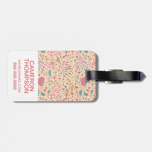 Étiquette À Bagage Motif floral lumineux de photo faite sur commande (Dos horizontal)