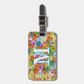 Étiquette À Bagage Motif floral moderne Couleurs vives (Devant Vertical)