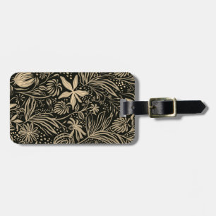Étiquette À Bagage Motif floral paresseux en or sur fond noir