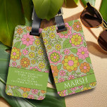 Étiquette À Bagage Motif floral Pastel coloré - Monogramme<br><div class="desc">Un motif floral amusant en rose, vert sauge, orange et jaune avec une motif confortable et cottagecore. Ajoutez un monogramme à ce design floral et girly. Si votre art doit encore être ajusté, cliquez sur le bouton Personnaliser. Cela vous mènera à un espace design où vous pouvez déplacer les choses...</div>