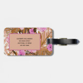 Étiquette À Bagage Motif floral Plante tropicaux monogramme (Dos horizontal)
