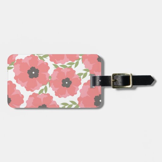 Étiquette À Bagage Motif floral rose de Femme (Devant horizontal)