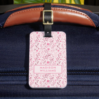 Étiquette À Bagage Motif floral rose pastel personnalisé léger