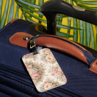 Étiquette À Bagage Motif floral Rose Vintage | Élégant Pastel