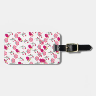 Étiquette À Bagage Motif floral symétrique rose rouge et blush