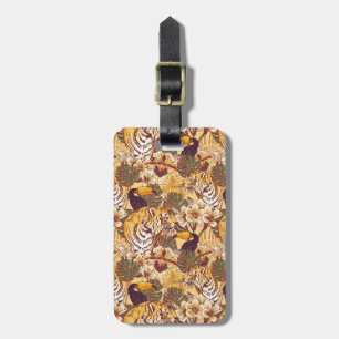 Étiquette À Bagage Motif floral tropical avec le tigre