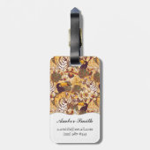 Étiquette À Bagage Motif floral tropical avec le tigre (Dos Vertical)