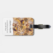 Étiquette À Bagage Motif floral tropical avec le tigre (Dos horizontal)