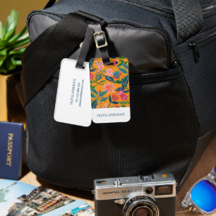Étiquette À Bagage Motif floral tropical moderne