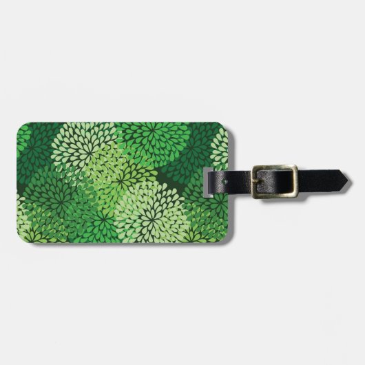 Étiquette À Bagage Motif floral vert (Devant horizontal)