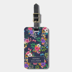 Étiquette À Bagage Motif floral vibrant
