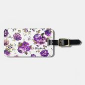 Étiquette À Bagage Motif floral violet (Devant horizontal)