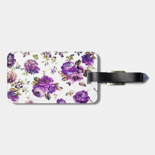 Étiquette À Bagage Motif floral violet (Dos horizontal)