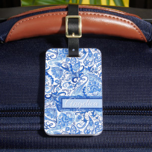 Étiquette À Bagage Motif florale blanc classe personnalisé Patter