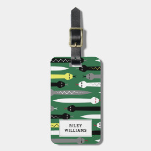 Étiquette À Bagage Motif frais de serpent vert-foncé - ajoutez votre