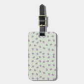 Étiquette À Bagage Motif Fraise Violette sur Fond Vert (Devant Vertical)